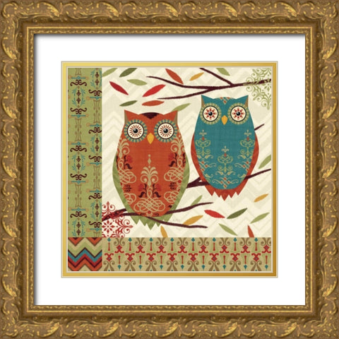 Hoot I Gold Ornate Wood Framed Art Print with Double Matting by Charron, Veronique