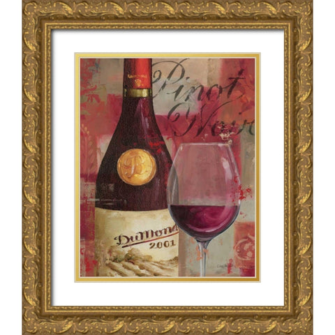 Vin Abstrait I Gold Ornate Wood Framed Art Print with Double Matting by Audit, Lisa