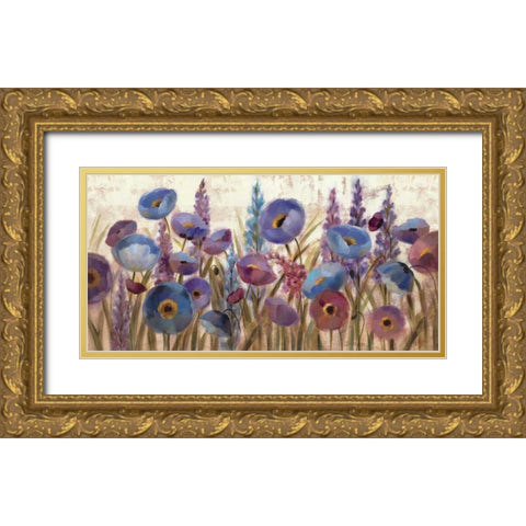 Lupines and Poppies Gold Ornate Wood Framed Art Print with Double Matting by Vassileva, Silvia