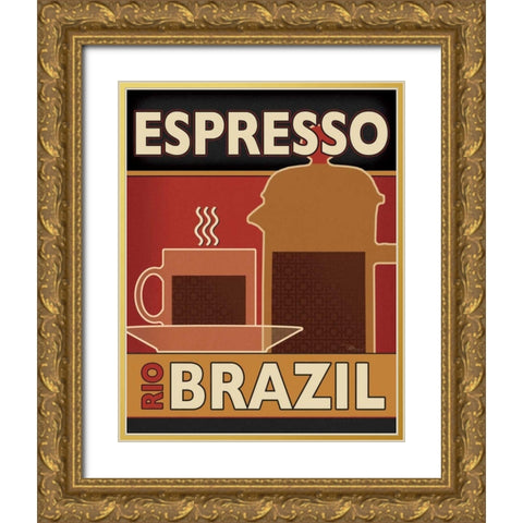 Deco Coffee I Gold Ornate Wood Framed Art Print with Double Matting by Pela Studio