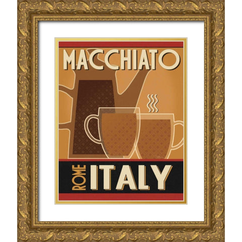 Deco Coffee II Gold Ornate Wood Framed Art Print with Double Matting by Pela Studio