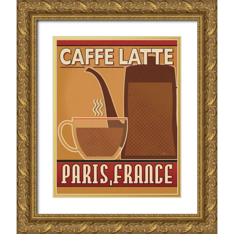 Deco Coffee III Gold Ornate Wood Framed Art Print with Double Matting by Pela Studio