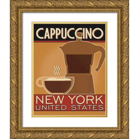 Deco Coffee IV Gold Ornate Wood Framed Art Print with Double Matting by Pela Studio