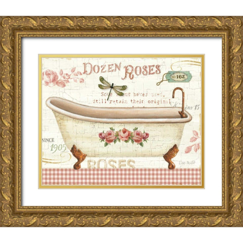 Rose Garden IV no Border Gold Ornate Wood Framed Art Print with Double Matting by Audit, Lisa