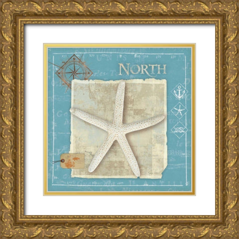 Points North Gold Ornate Wood Framed Art Print with Double Matting by Aldrich, Belinda