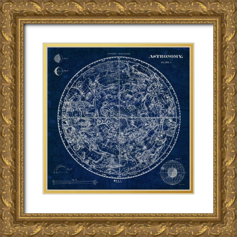 Celestial Blueprint Gold Ornate Wood Framed Art Print with Double Matting by Schlabach, Sue