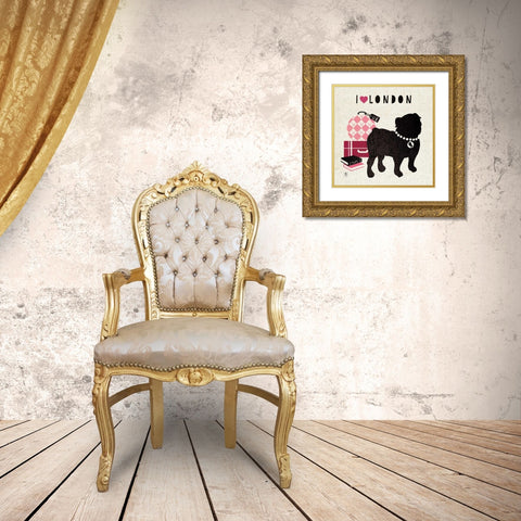 London Pooch Gold Ornate Wood Framed Art Print with Double Matting by Studio Mousseau