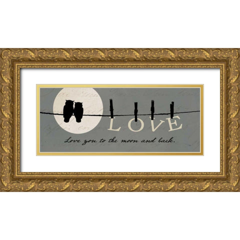 Moon Lovers I Gold Ornate Wood Framed Art Print with Double Matting by Pela
