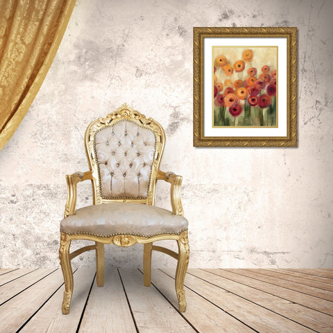 Ranunculi Field III Gold Ornate Wood Framed Art Print with Double Matting by Vassileva, Silvia