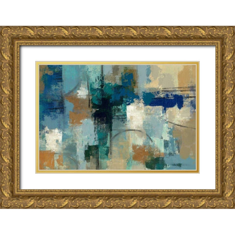 Jasper Lagoon Gold Ornate Wood Framed Art Print with Double Matting by Vassileva, Silvia