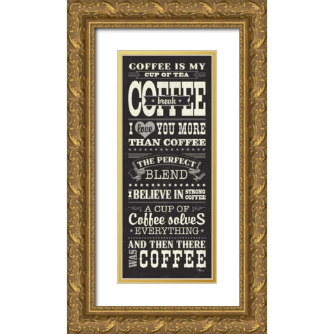 Coffee Lovers I Gold Ornate Wood Framed Art Print with Double Matting by Pela Studio