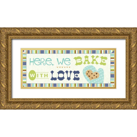 Luv 2 Bake II Gold Ornate Wood Framed Art Print with Double Matting by Pela Studio