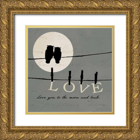 Moon Lovers I Gold Ornate Wood Framed Art Print with Double Matting by ERR, Pela