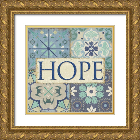 Santorini II - Hope Gold Ornate Wood Framed Art Print with Double Matting by Pela Studio