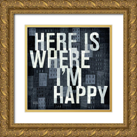 Here is Where Gold Ornate Wood Framed Art Print with Double Matting by Mullan, Michael