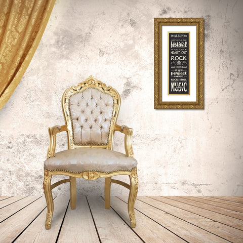 Music Lovers II Gold Ornate Wood Framed Art Print with Double Matting by Pela Studio