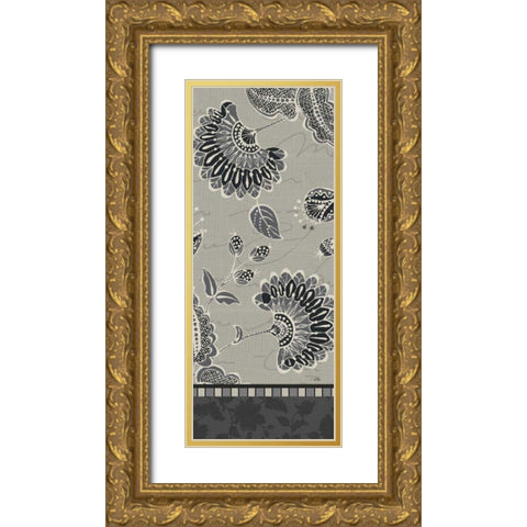 Garden Drawings Dark IV Gold Ornate Wood Framed Art Print with Double Matting by Pela