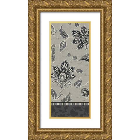 Garden Drawings Dark V Gold Ornate Wood Framed Art Print with Double Matting by Pela