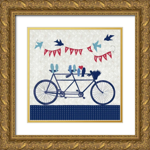 Take a Spin Birds Gold Ornate Wood Framed Art Print with Double Matting by Schlabach, Sue