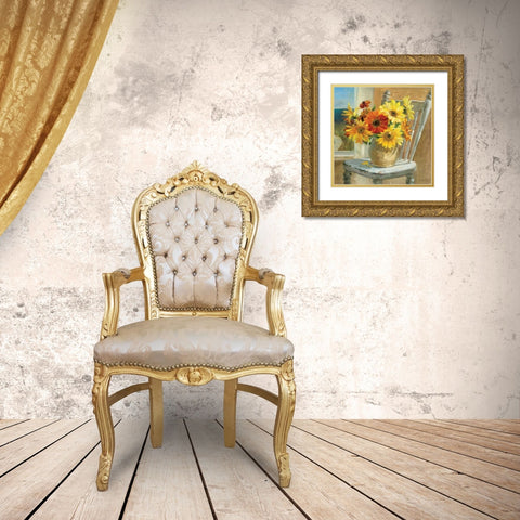 Sunflowers by the Sea Crop Gold Ornate Wood Framed Art Print with Double Matting by Nai, Danhui