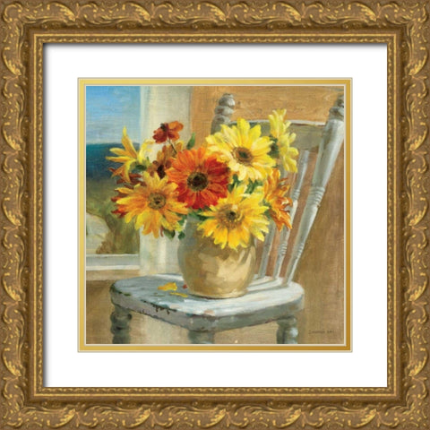 Sunflowers by the Sea Crop Gold Ornate Wood Framed Art Print with Double Matting by Nai, Danhui