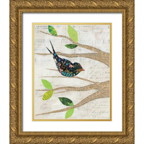 Birds in Spring III Gold Ornate Wood Framed Art Print with Double Matting by Prahl, Courtney
