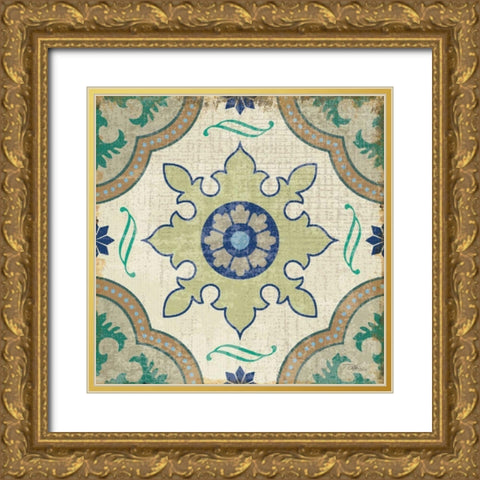 Santorini Tile I Gold Ornate Wood Framed Art Print with Double Matting by Pela Studio