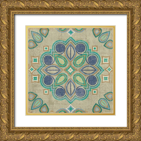 Santorini Tile III Gold Ornate Wood Framed Art Print with Double Matting by Pela Studio