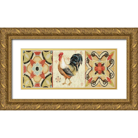 Bohemian Rooster Panel I Gold Ornate Wood Framed Art Print with Double Matting by Brissonnet, Daphne