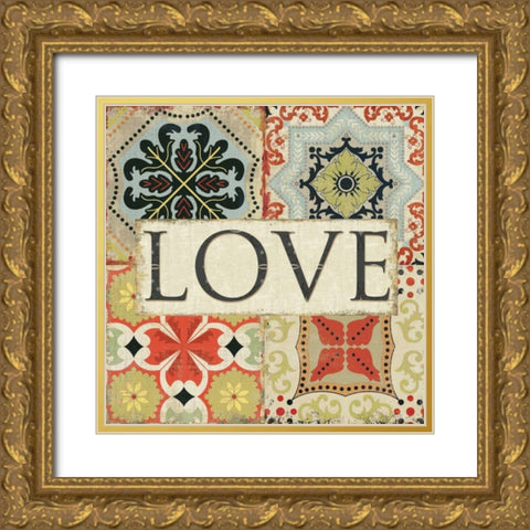 Spice Santorini I - Love  Gold Ornate Wood Framed Art Print with Double Matting by Pela Studio