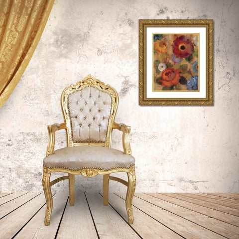 Jacquard Floral II - Crop Gold Ornate Wood Framed Art Print with Double Matting by Vassileva, Silvia
