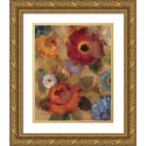 Jacquard Floral II - Crop Gold Ornate Wood Framed Art Print with Double Matting by Vassileva, Silvia