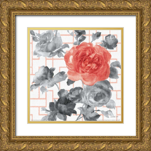 Geometric Watercolor Floral I Gold Ornate Wood Framed Art Print with Double Matting by Nai, Danhui