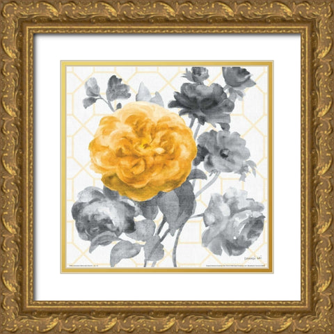 Geometric Watercolor Floral II Gold Ornate Wood Framed Art Print with Double Matting by Nai, Danhui