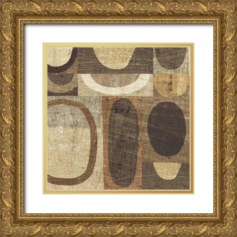 Modern Geometric Neutral I Gold Ornate Wood Framed Art Print with Double Matting by Mullan, Michael