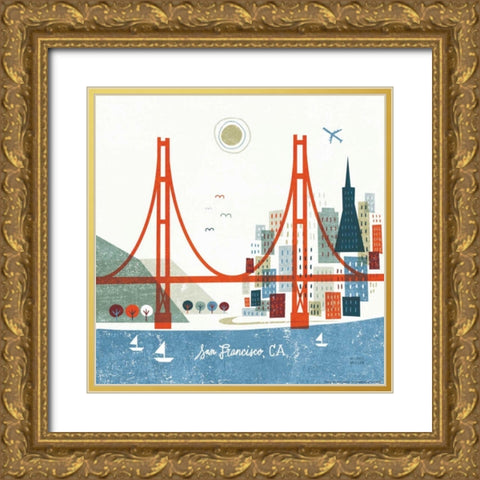 Colorful San Francisco Gold Ornate Wood Framed Art Print with Double Matting by Mullan, Michael
