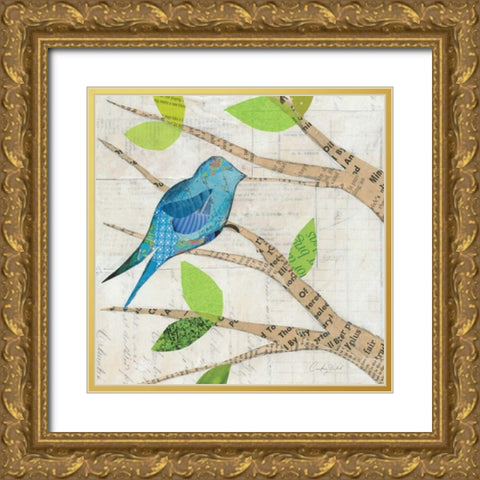 Birds in Spring  I Square Gold Ornate Wood Framed Art Print with Double Matting by Prahl, Courtney