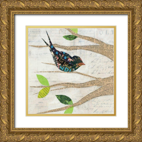 Birds in Spring  III Square  Gold Ornate Wood Framed Art Print with Double Matting by Prahl, Courtney