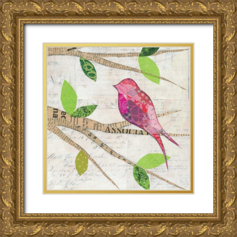 Birds in Spring  IV Square Gold Ornate Wood Framed Art Print with Double Matting by Prahl, Courtney