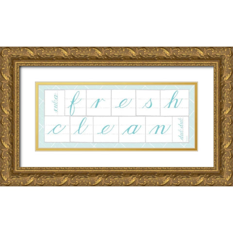 Fresh Clean Blue Gold Ornate Wood Framed Art Print with Double Matting by Schlabach, Sue