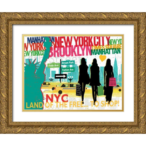 New York City Life III Gold Ornate Wood Framed Art Print with Double Matting by Mullan, Michael