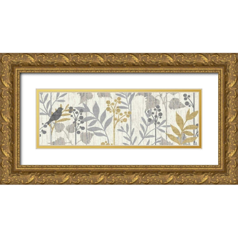 Garden Leaves Panel I Gold Ornate Wood Framed Art Print with Double Matting by Wild Apple Portfolio