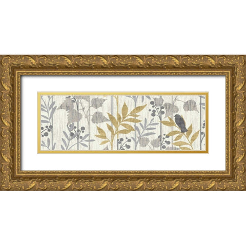 Garden Leaves Panel II Gold Ornate Wood Framed Art Print with Double Matting by Wild Apple Portfolio