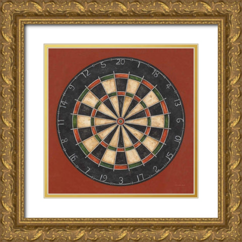 Dartboard Gold Ornate Wood Framed Art Print with Double Matting by Brown, David Carter