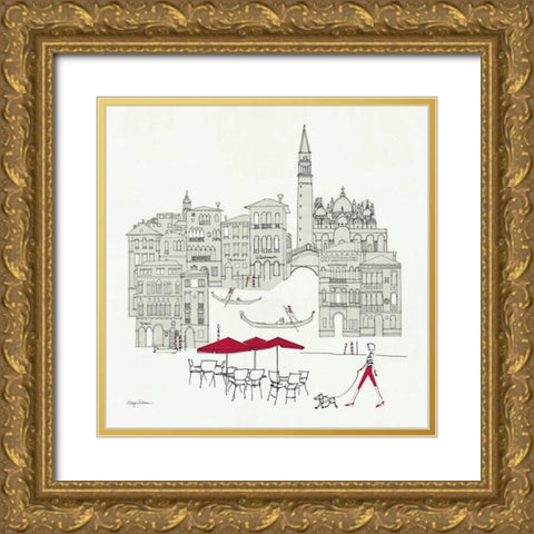 World Cafel IV - Venice Red Gold Ornate Wood Framed Art Print with Double Matting by Tillmon, Avery