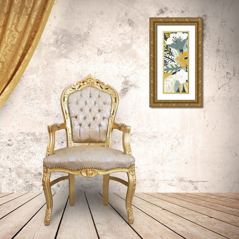 Vintage Bouquet Yellow Panel I Gold Ornate Wood Framed Art Print with Double Matting by Mullan, Michael