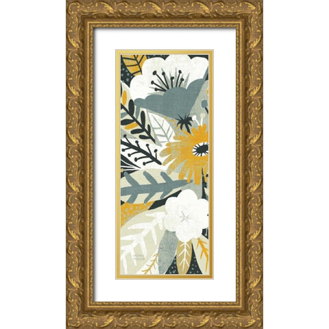Vintage Bouquet Yellow Panel I Gold Ornate Wood Framed Art Print with Double Matting by Mullan, Michael