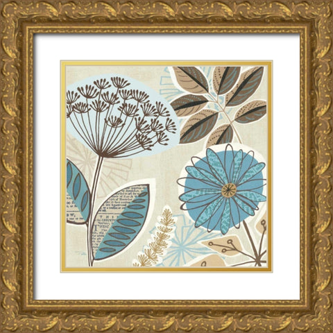 Funky Flowers IV Gold Ornate Wood Framed Art Print with Double Matting by Pela Studio