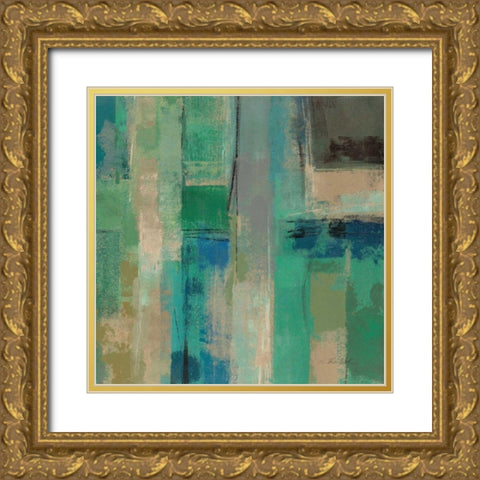 Emerald Fields Square II Gold Ornate Wood Framed Art Print with Double Matting by Vassileva, Silvia
