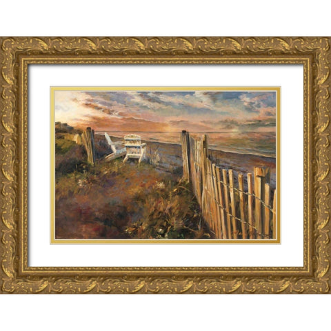The Beach at Sunset Gold Ornate Wood Framed Art Print with Double Matting by Hageman, Marilyn